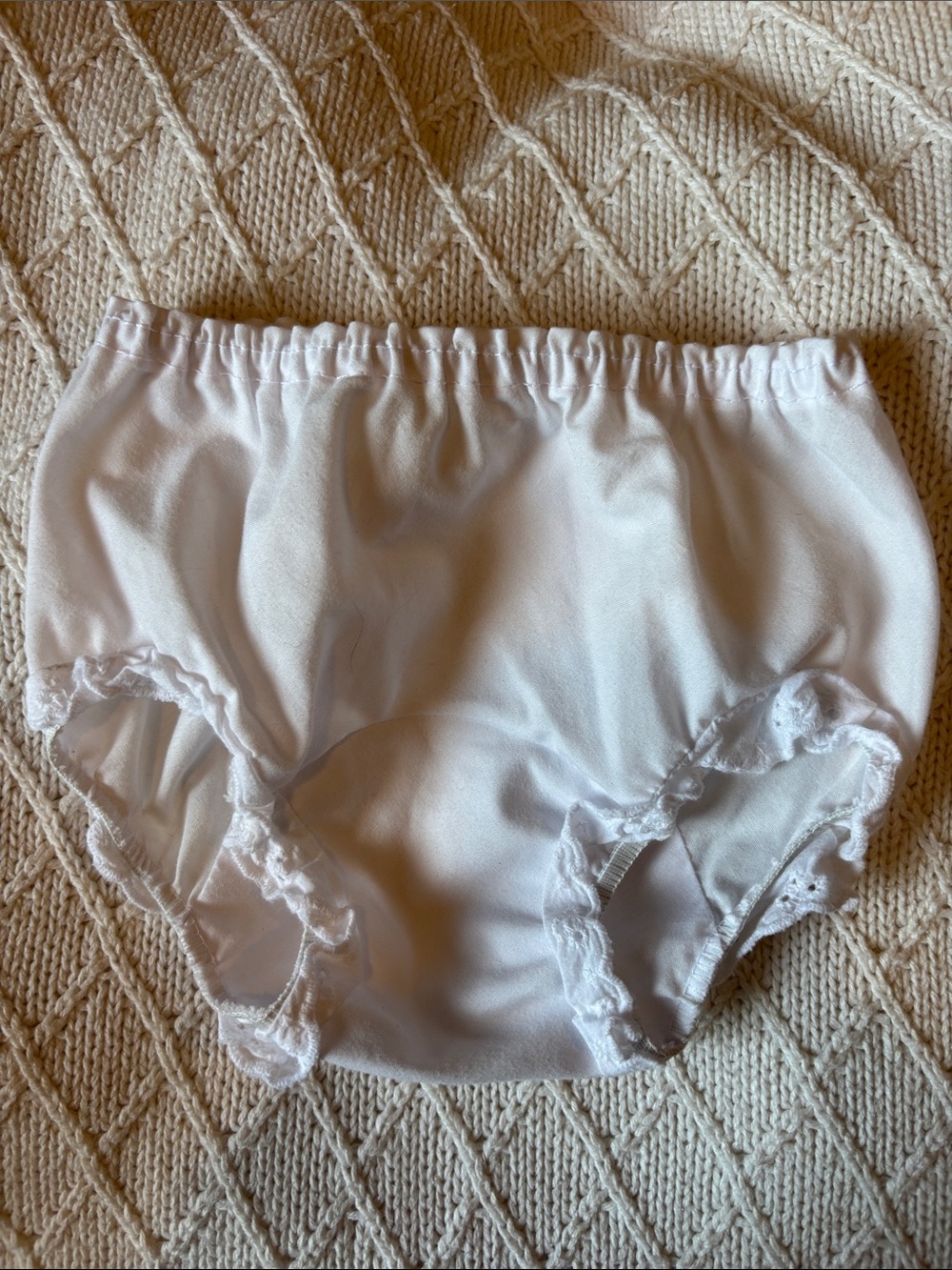 Comfort Stretch White Girls' Lace-Trim Bloomers